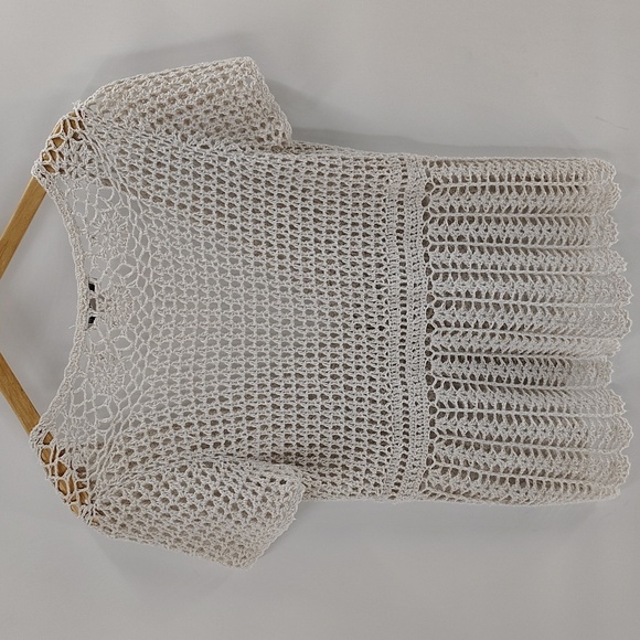 Christopher & Banks Ivory Crochet Cover Size Medium One Button Closure - Picture 6 of 6